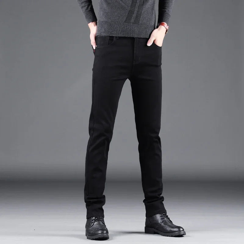 Elastic Straight Denim Pants