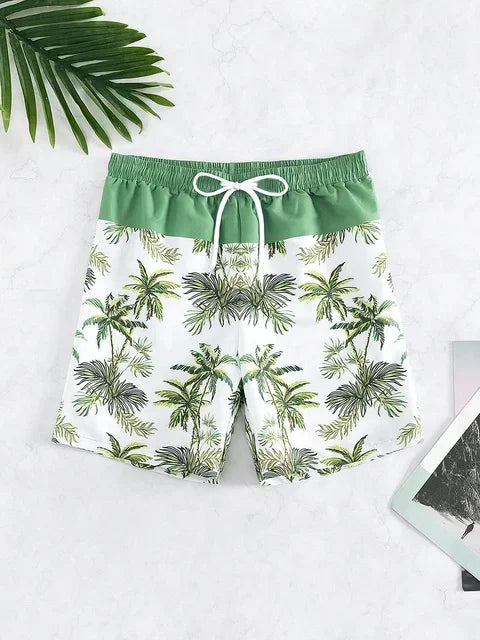 Men’s 3D Coconut Tree Print Swim Shorts