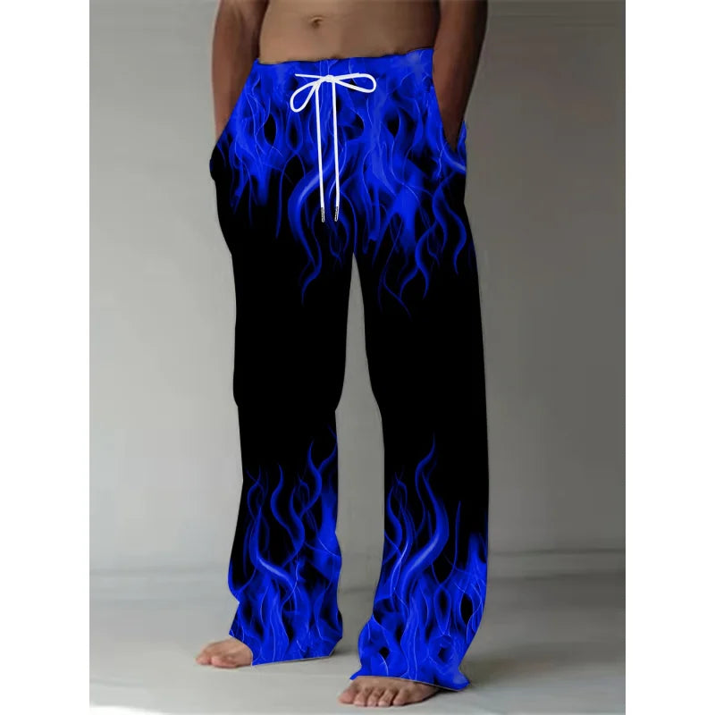 Men's Retro Flame Print Pants