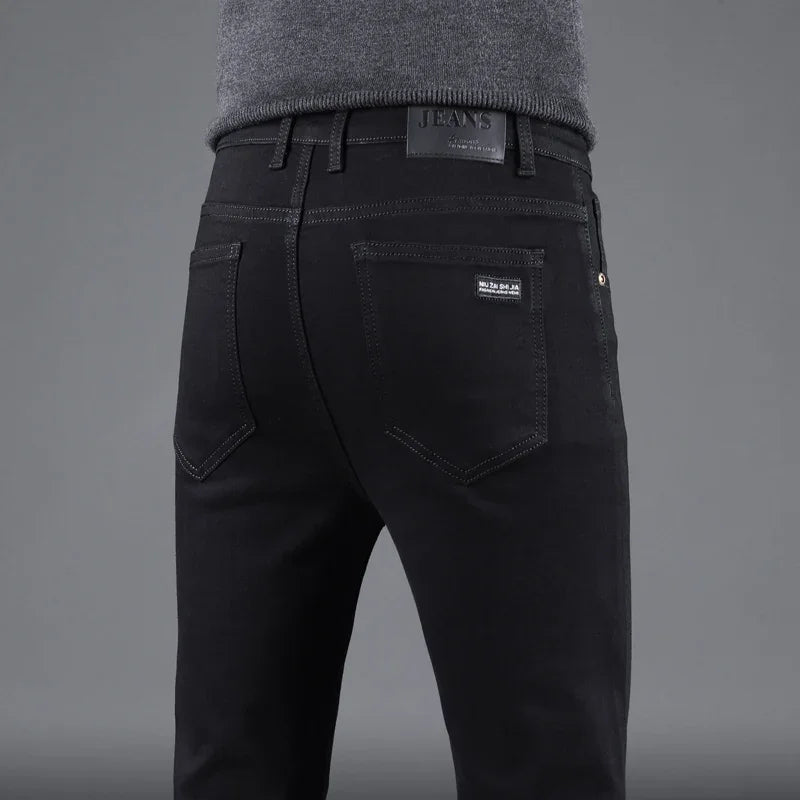 Elastic Straight Denim Pants
