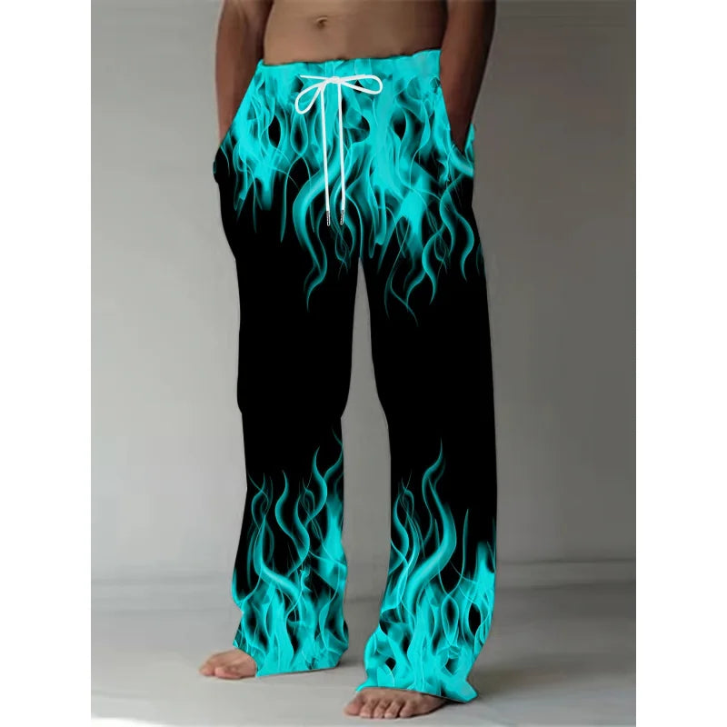 Men's Retro Flame Print Pants