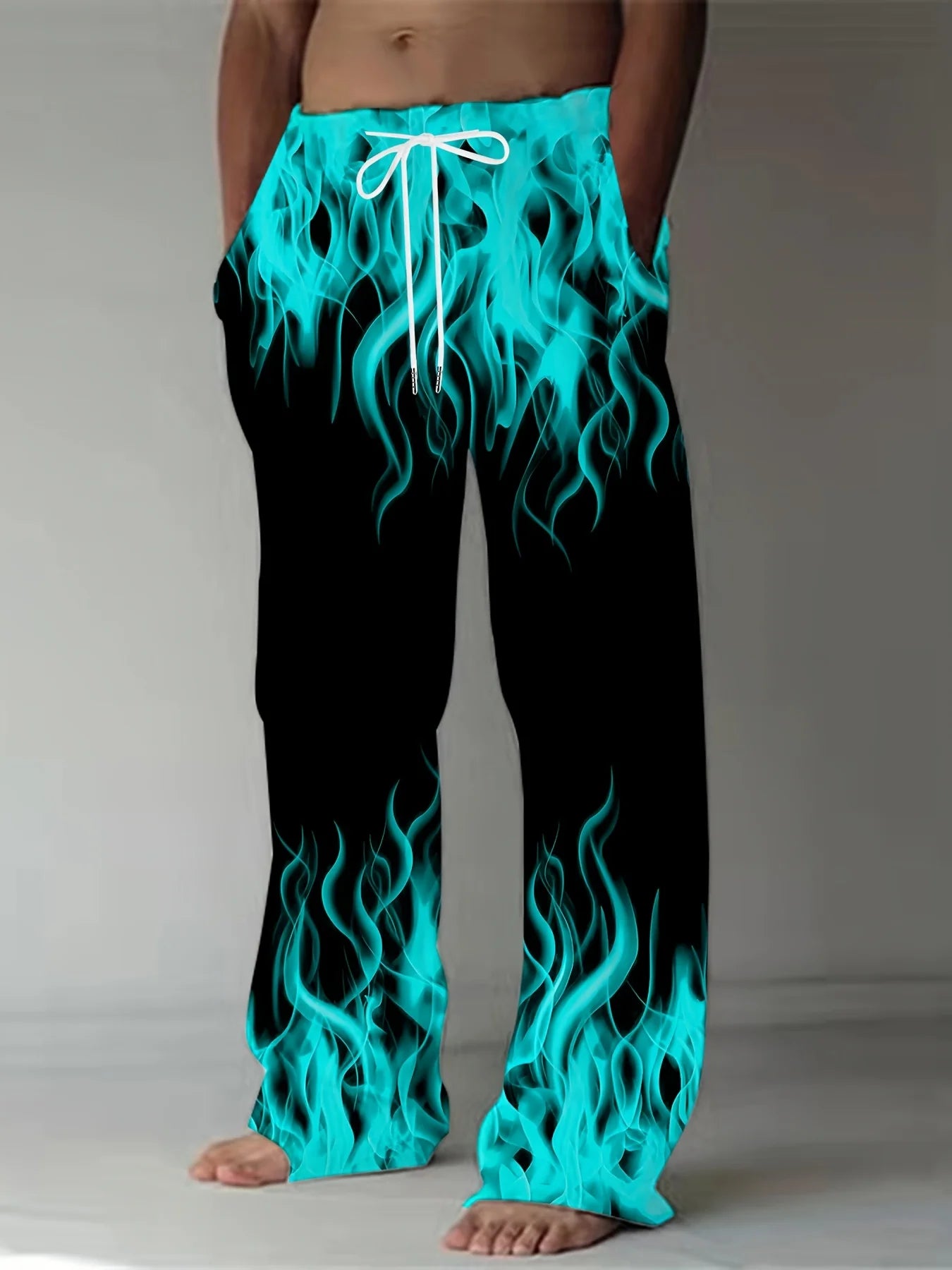 Men's Retro Flame Print Pants