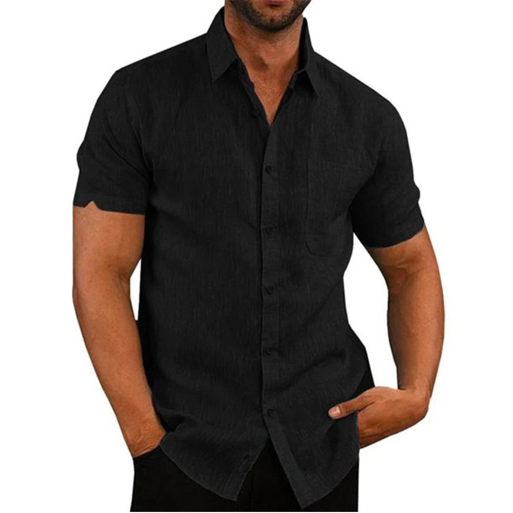 Men's Cotton Linen Short-Sleeve Shirt