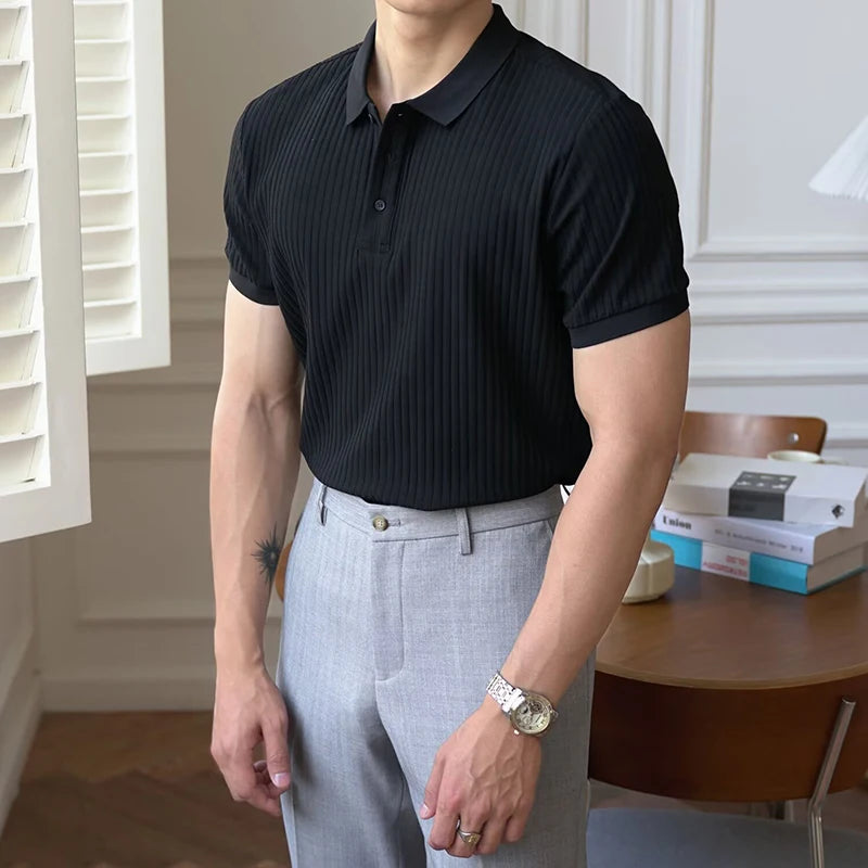 Ribbed Textured Polo Shirt