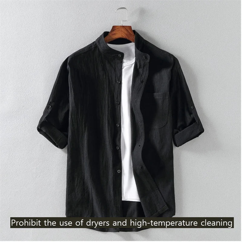 Men's Spring/Summer Stand Collar Shirt
