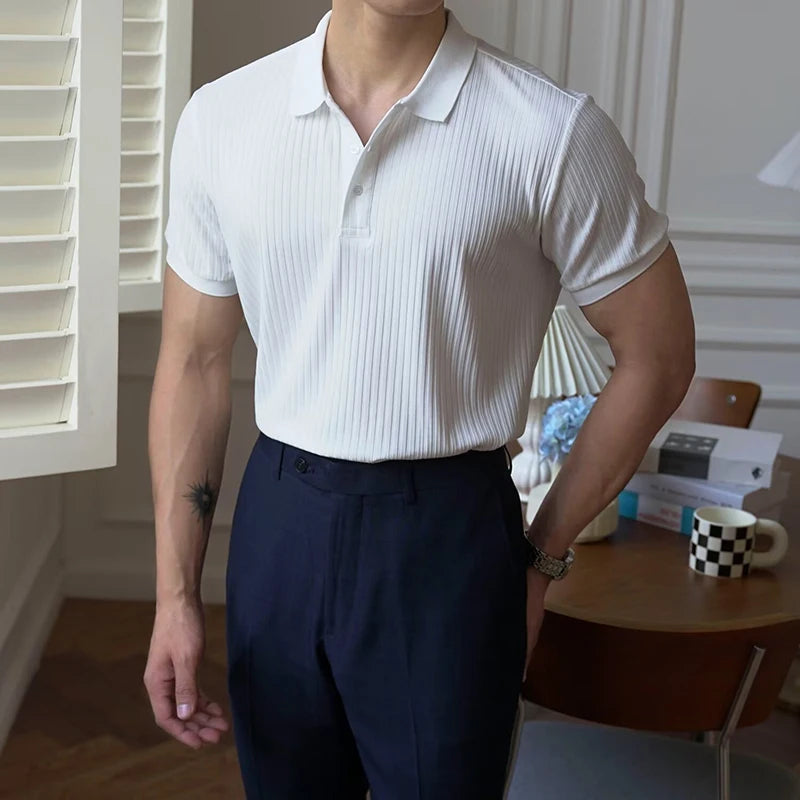 Ribbed Textured Polo Shirt