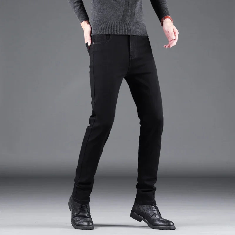 Elastic Straight Denim Pants