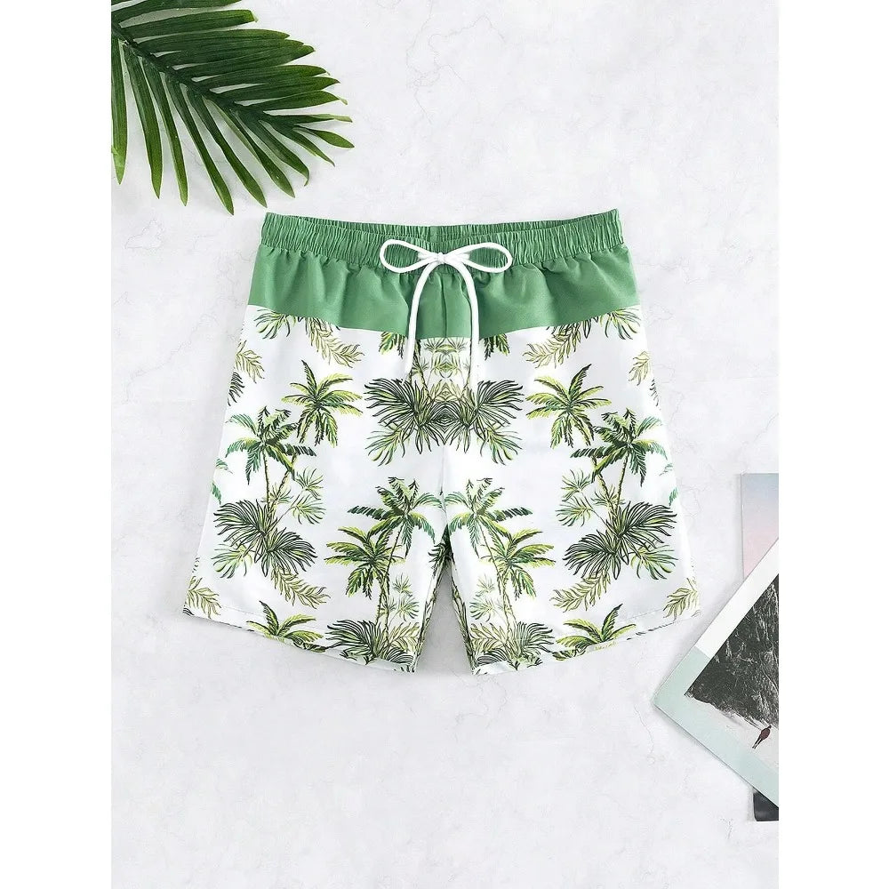 Men’s 3D Coconut Tree Print Swim Shorts