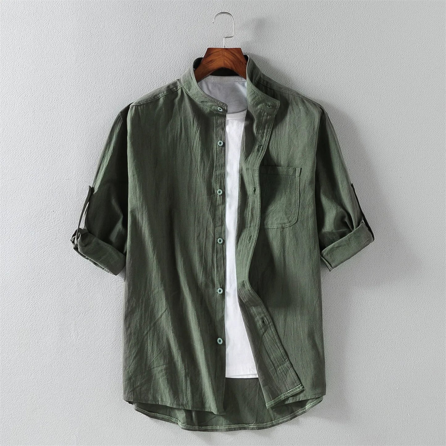Men's Spring/Summer Stand Collar Shirt