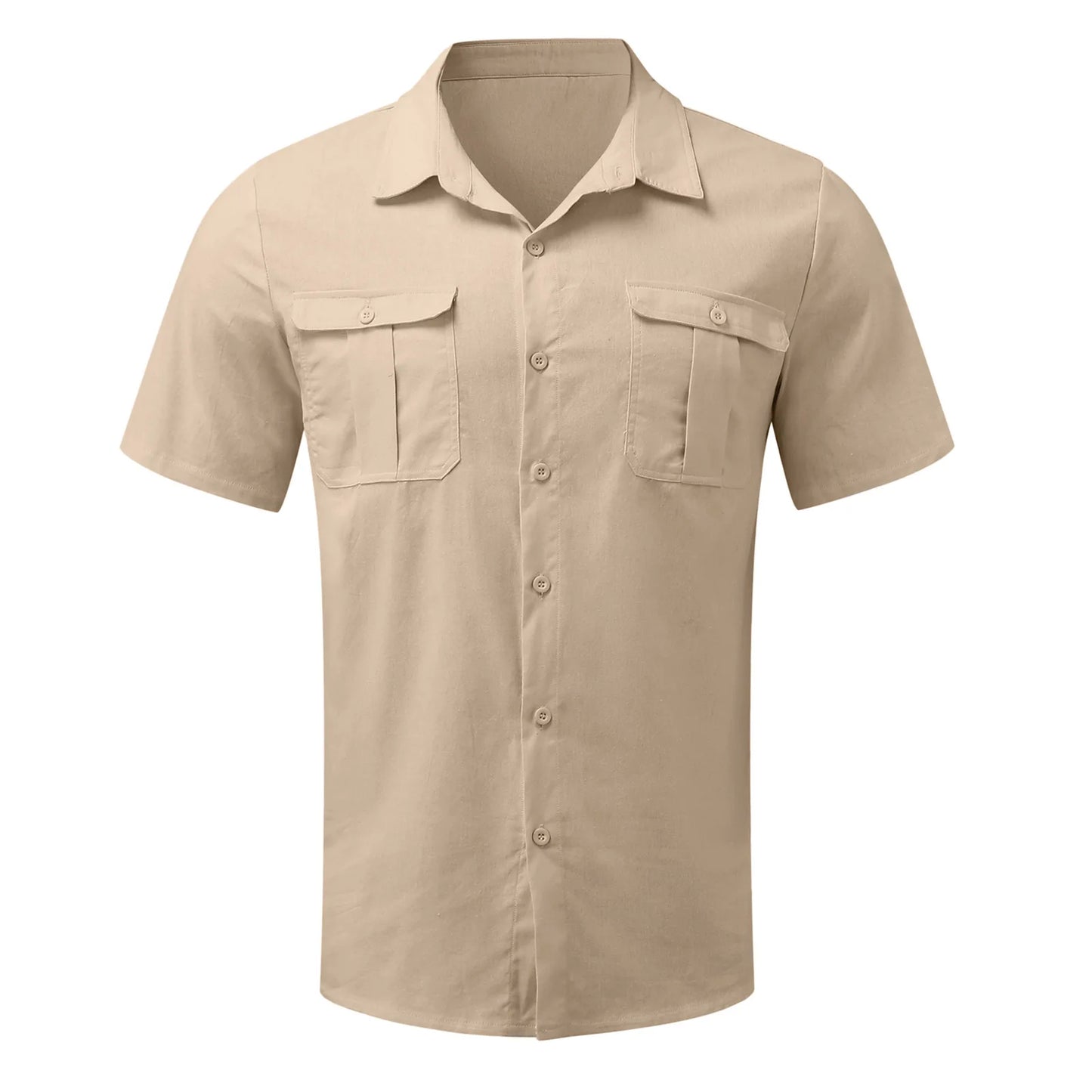 Men's Cotton Linen Short-Sleeve Shirt