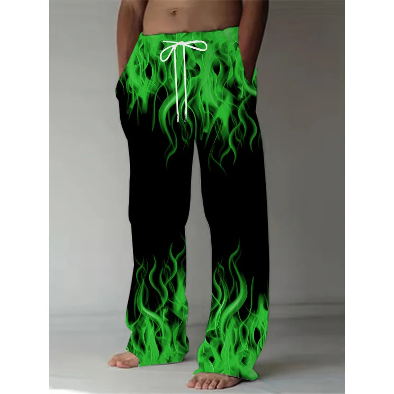 Men's Retro Flame Print Pants