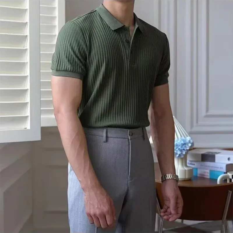 Ribbed Textured Polo Shirt