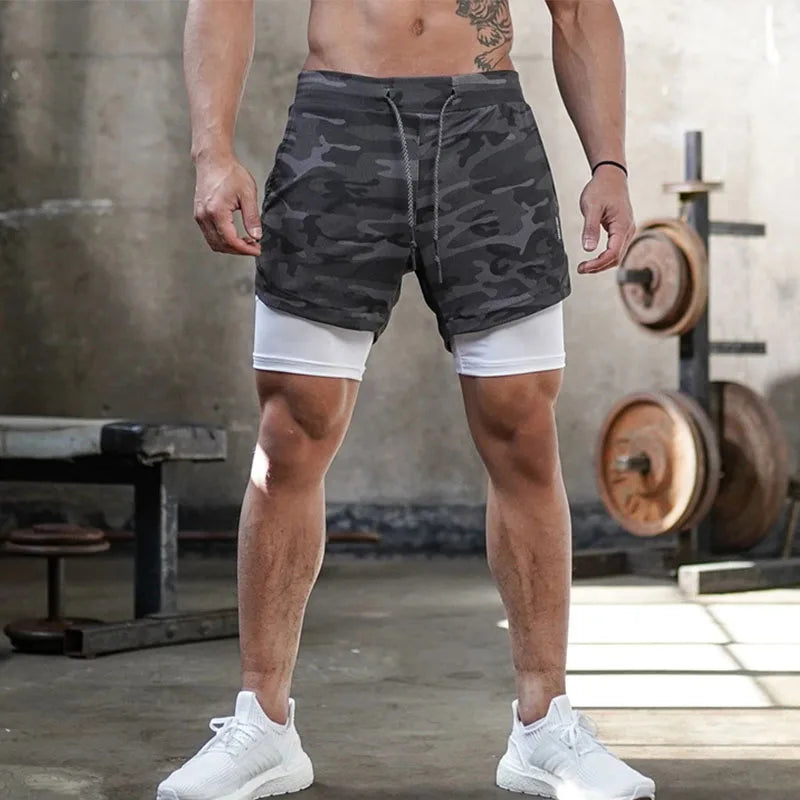 Men’s 2-in-1 Camouflage Running Shorts