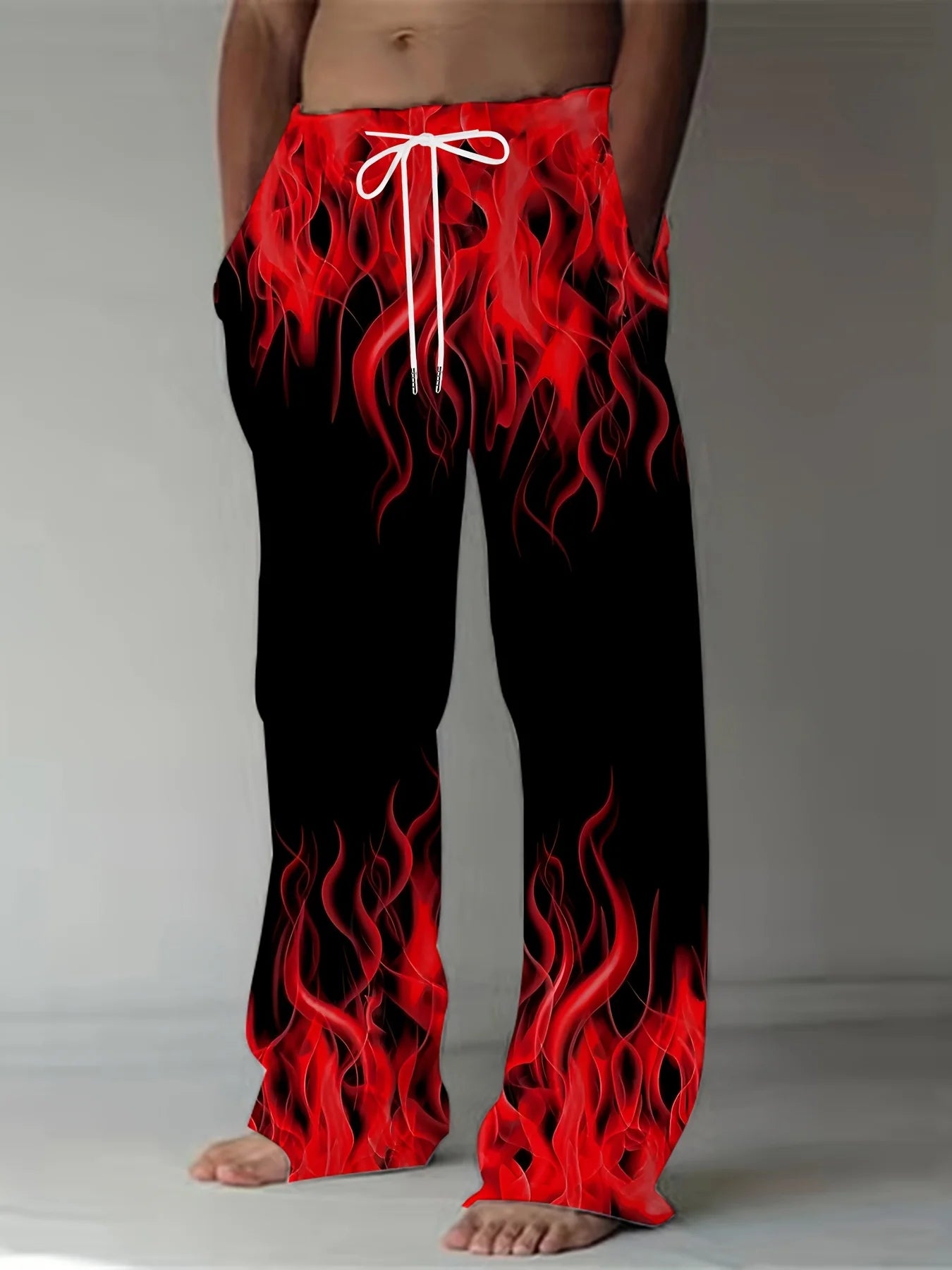 Men's Retro Flame Print Pants