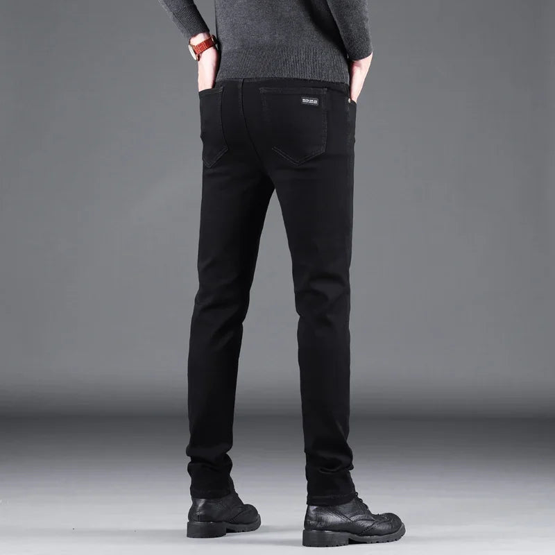 Elastic Straight Denim Pants