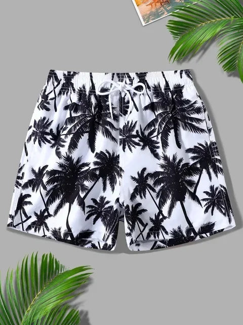 Men’s 3D Coconut Tree Print Swim Shorts