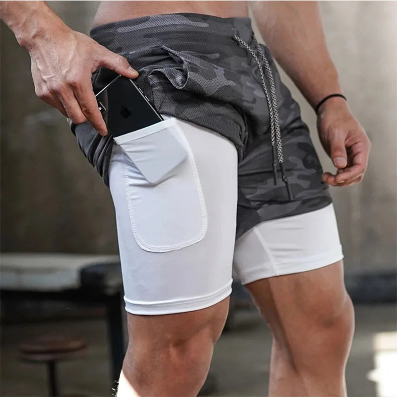 Men’s 2-in-1 Camouflage Running Shorts