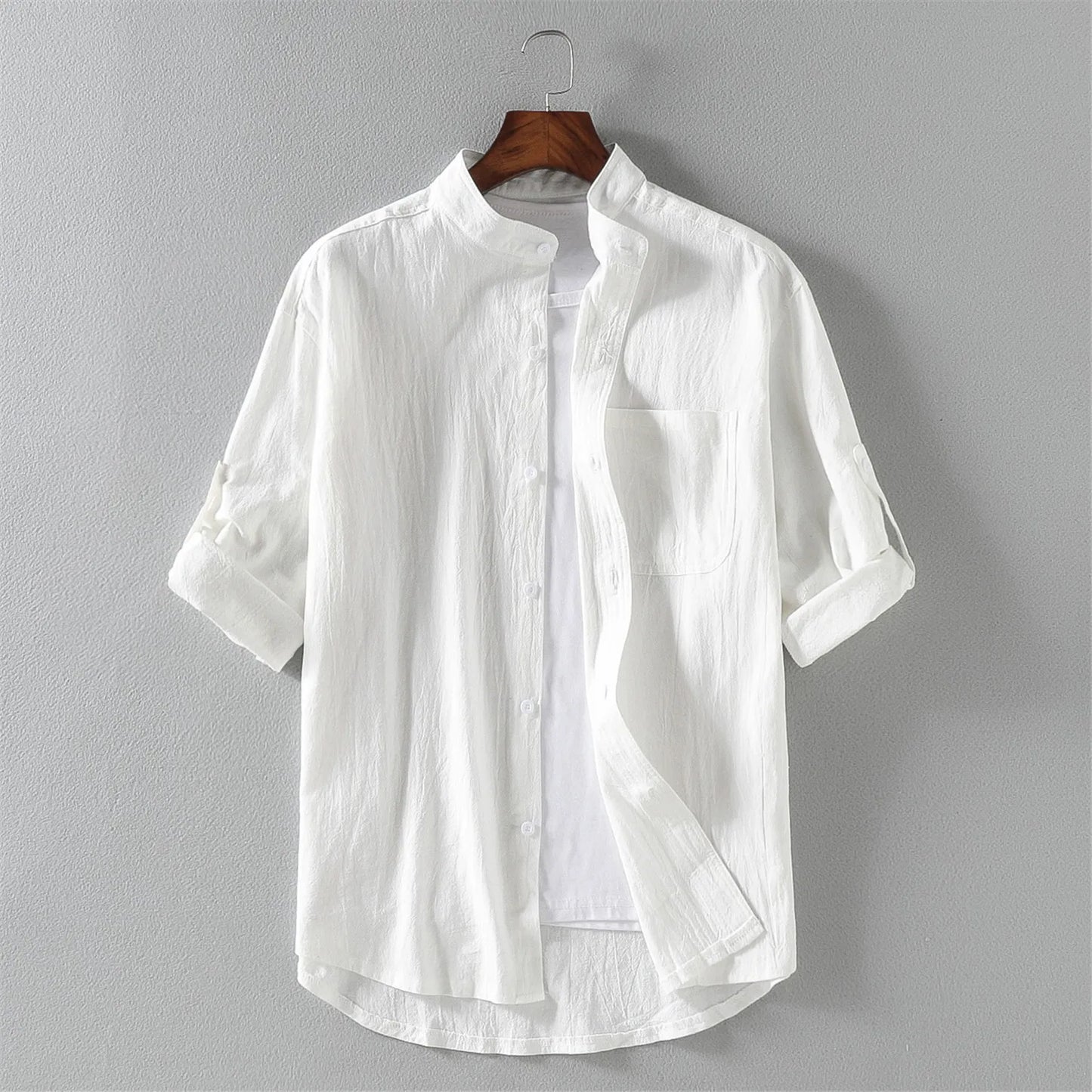Men's Spring/Summer Stand Collar Shirt