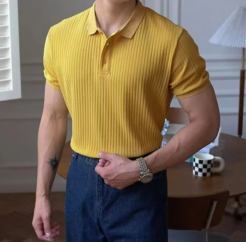 Ribbed Textured Polo Shirt