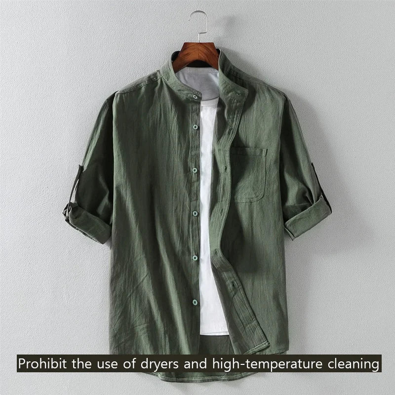 Men's Spring/Summer Stand Collar Shirt