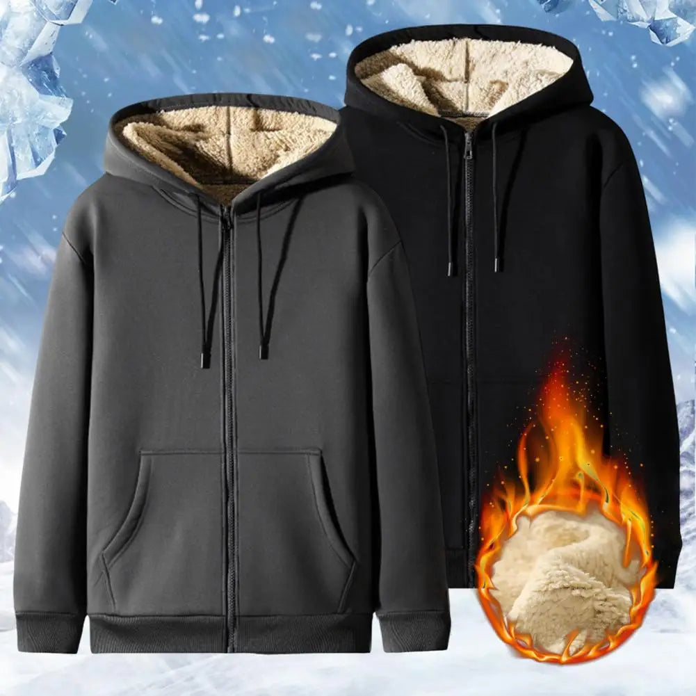 Unisex Plush Zipper Hoodie Jacket