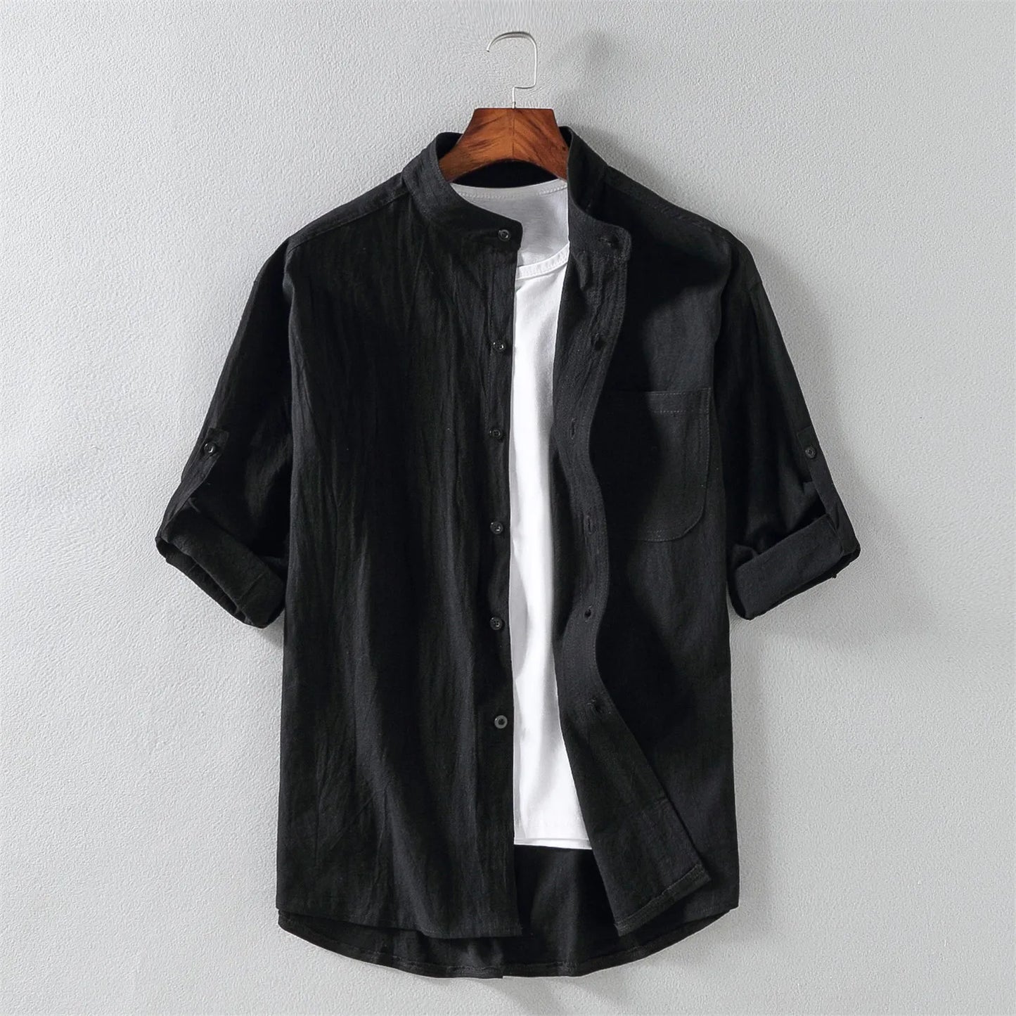 Men's Spring/Summer Stand Collar Shirt