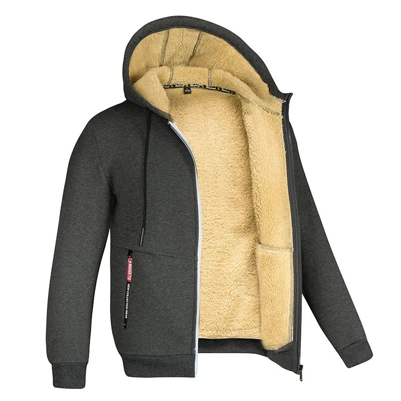 Unisex Plush Zipper Hoodie Jacket