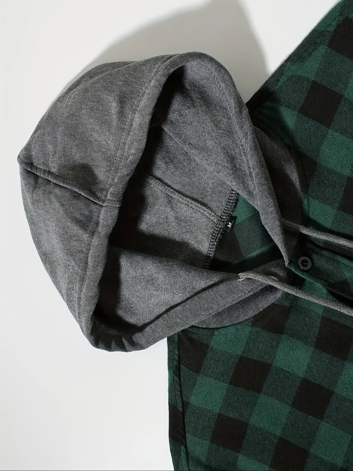 Men's Loose Plaid Hooded Shirt