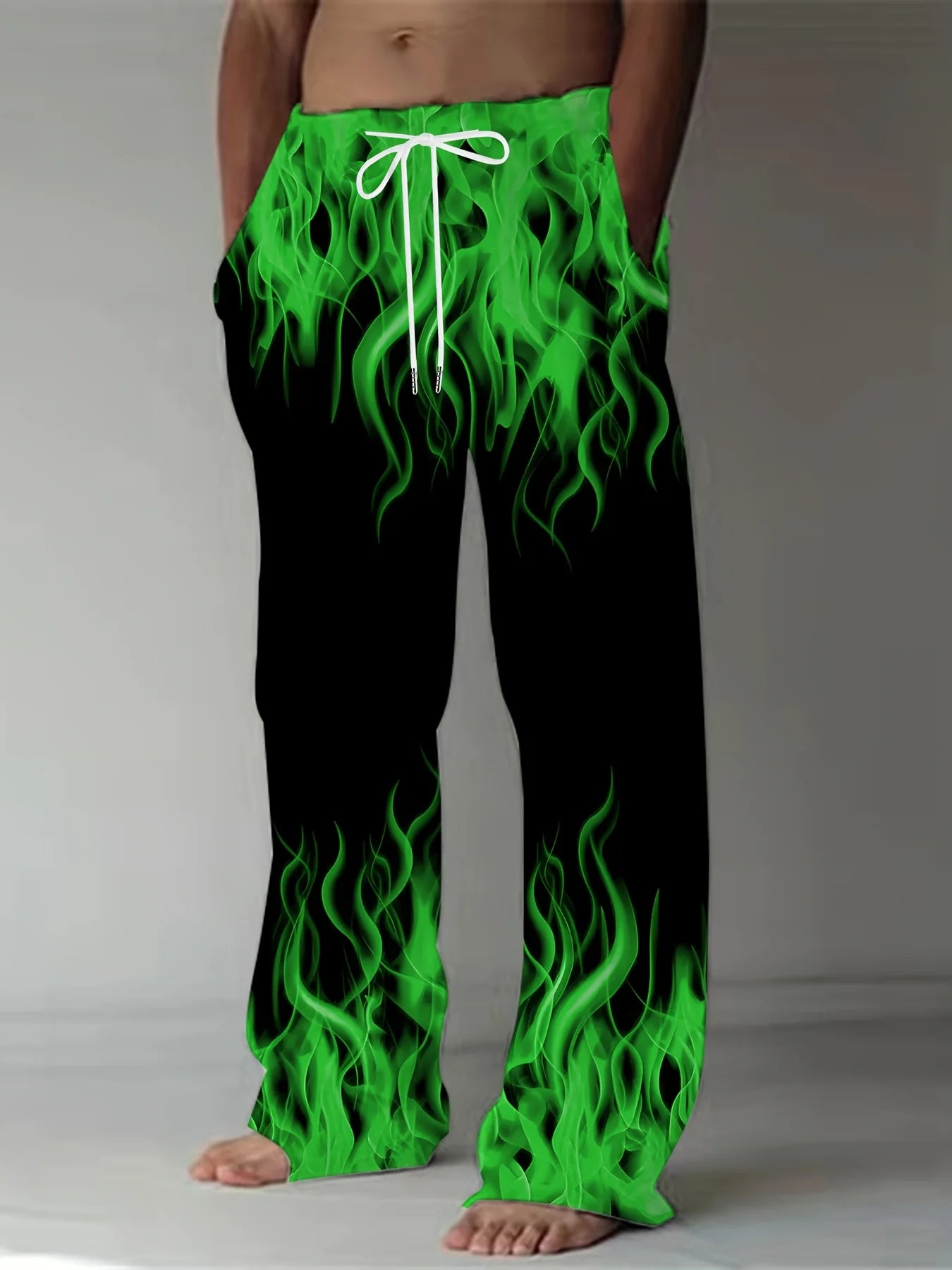 Men's Retro Flame Print Pants