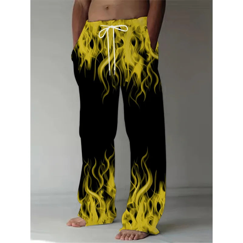 Men's Retro Flame Print Pants