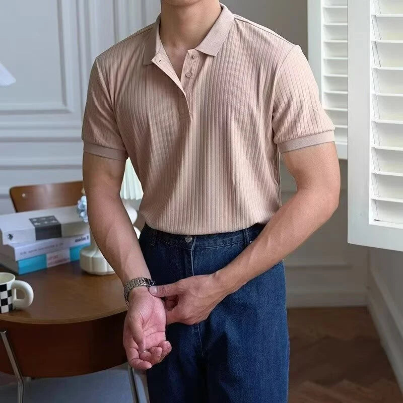 Ribbed Textured Polo Shirt