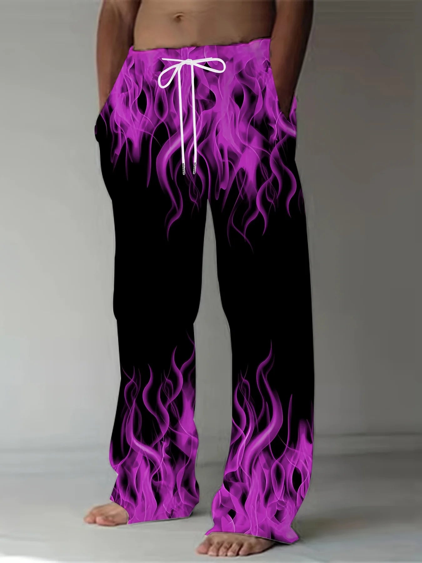 Men's Retro Flame Print Pants
