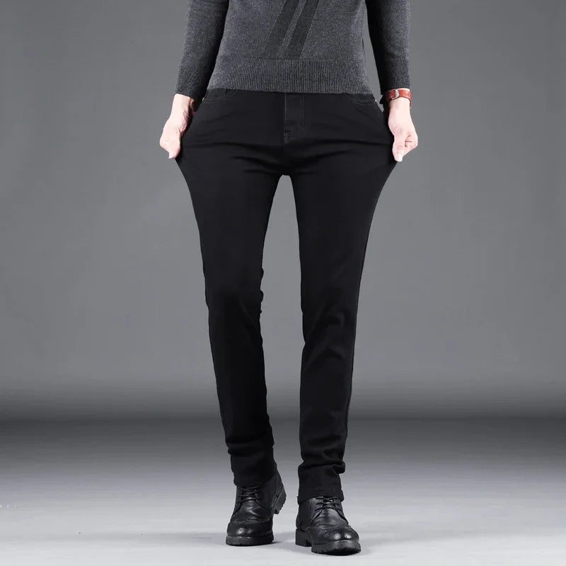 Elastic Straight Denim Pants