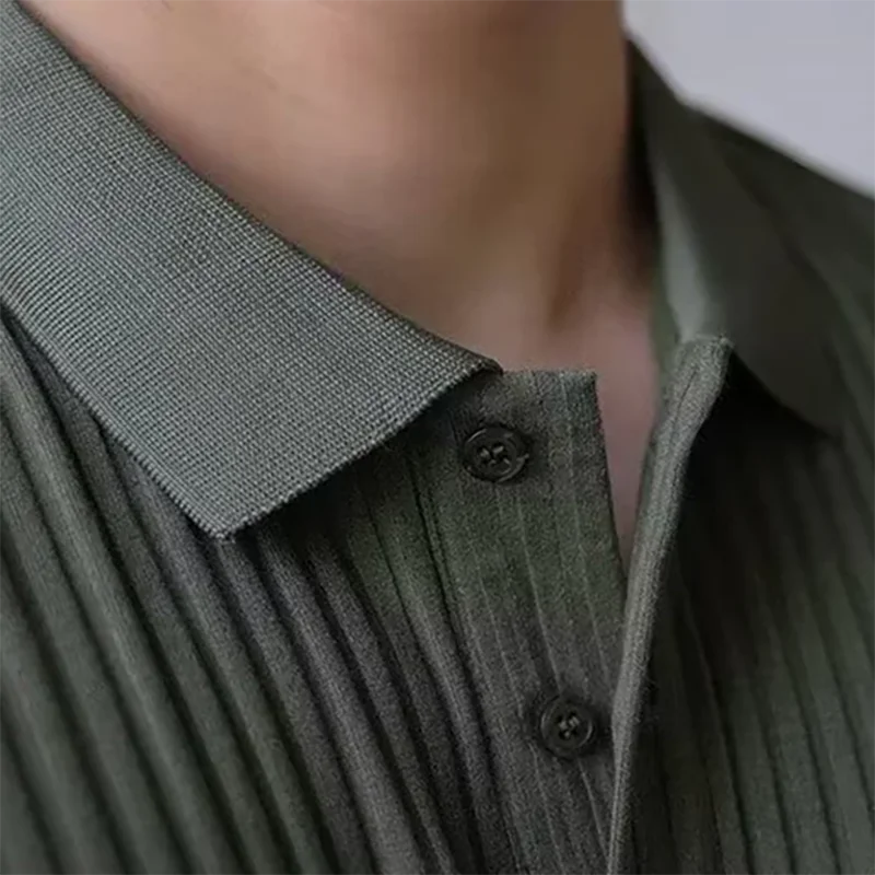 Ribbed Textured Polo Shirt