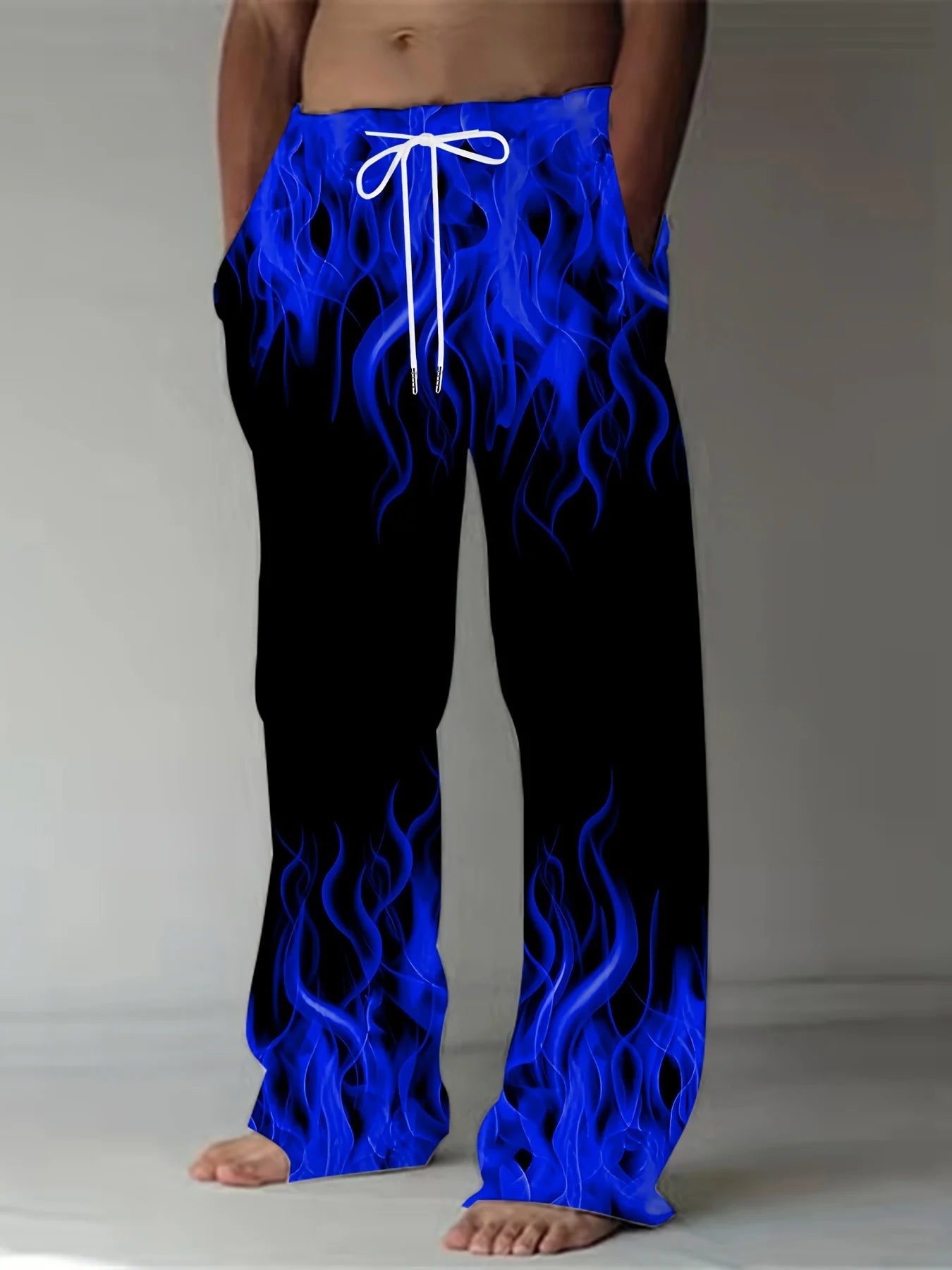 Men's Retro Flame Print Pants