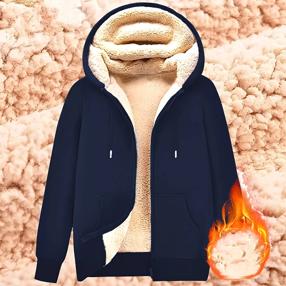 Unisex Plush Zipper Hoodie Jacket