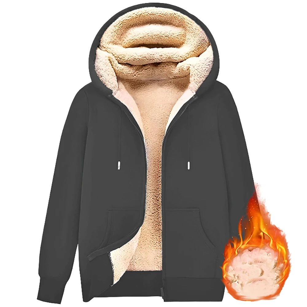 Unisex Plush Zipper Hoodie Jacket