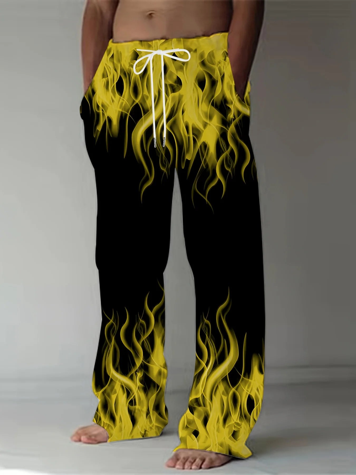 Men's Retro Flame Print Pants