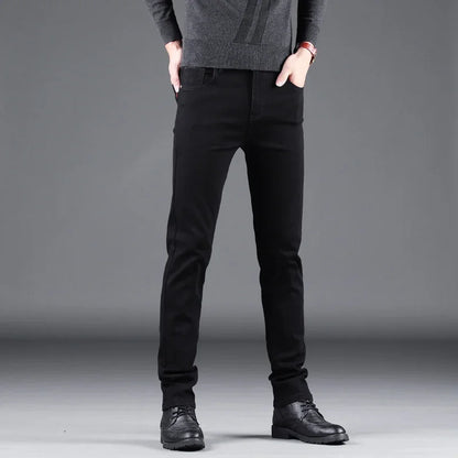 Elastic Straight Denim Pants