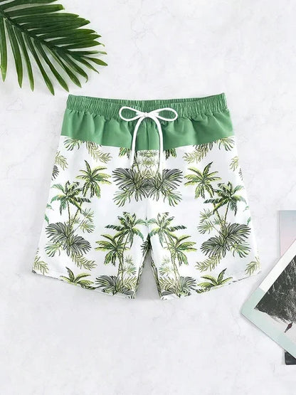 Men’s 3D Coconut Tree Print Swim Shorts
