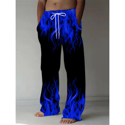 Men's Retro Flame Print Pants