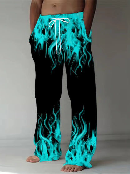 Men's Retro Flame Print Pants
