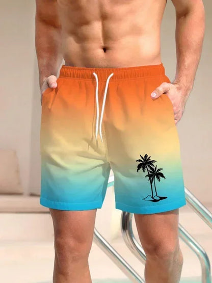 Men’s 3D Coconut Tree Print Swim Shorts