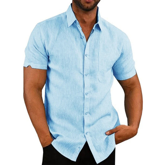 Men's Cotton Linen Short-Sleeve Shirt