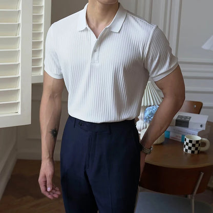 Ribbed Textured Polo Shirt