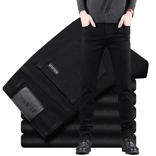 Elastic Straight Denim Pants