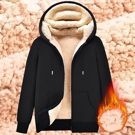 Unisex Plush Zipper Hoodie Jacket