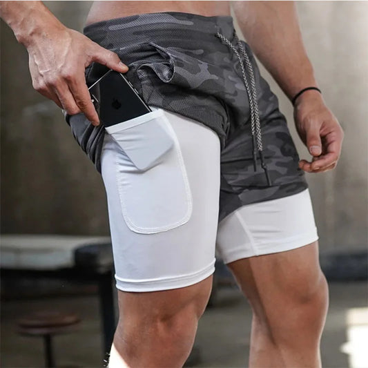 Men’s 2-in-1 Camouflage Running Shorts