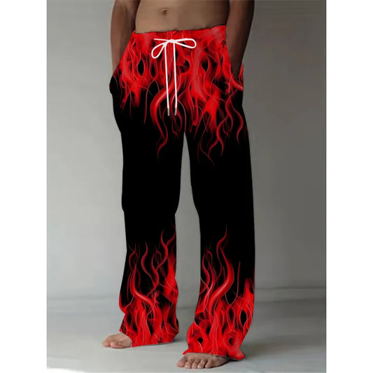 Men's Retro Flame Print Pants