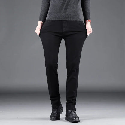 Elastic Straight Denim Pants
